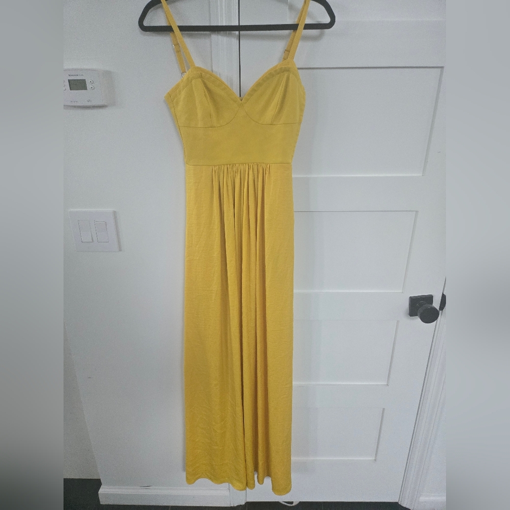 BCBGMaxAzria Yellow Strapless Sweetheart Gown